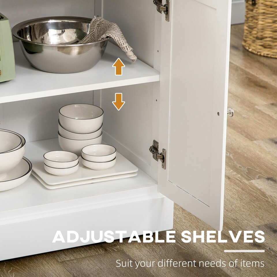 image 1 of HOMCOM Kitchen Island with Adjustable Shelf Storage Drawers and Cabinets White