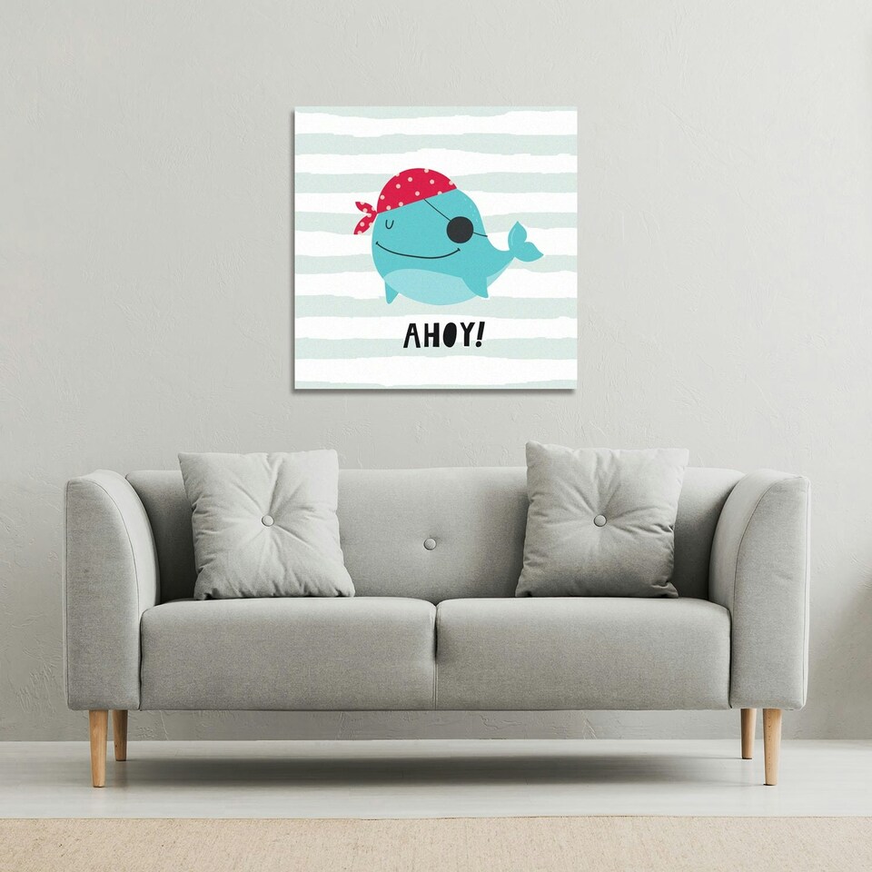 image 1 of Ahoy! Whale (Canvas Print) 61 x 61 x 4cm