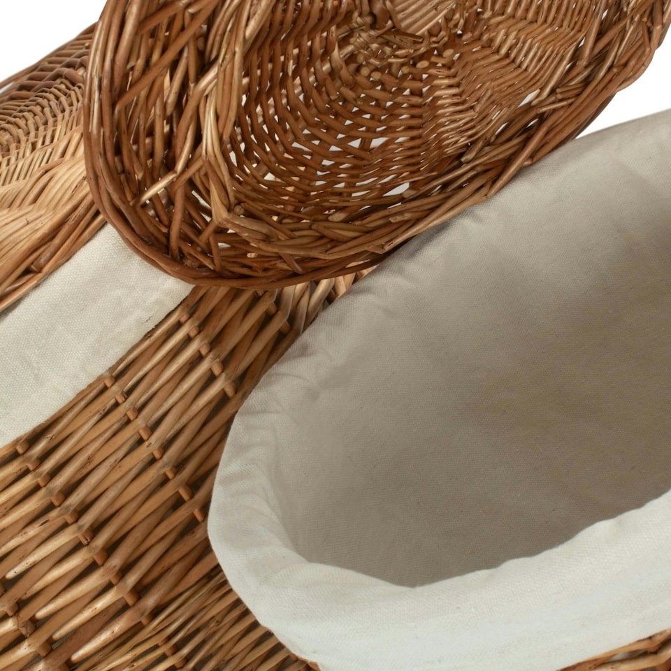 image 1 of Large Light Steamed Corner Laundry Baskets with White Lining | White | White