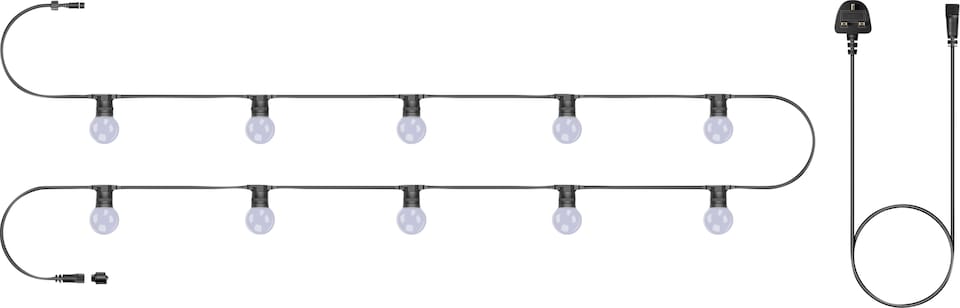image 1 of Festoon Black Rubber IP65 10m/10x2w Cool White Opaque lamp