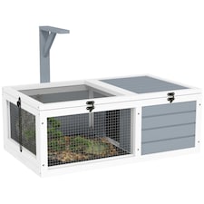 PawHut Tortoise Enclosure w/ Run, Lamp Holder, Pull-Out Trays, Hideaway