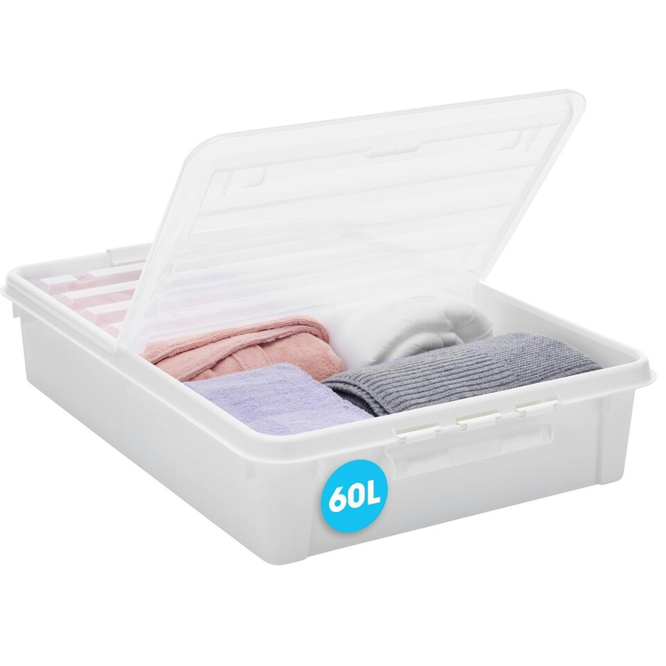 image 1 of Smartstore Bedroller Underbed Storage Box with Transparent Foldable Lid, 60L