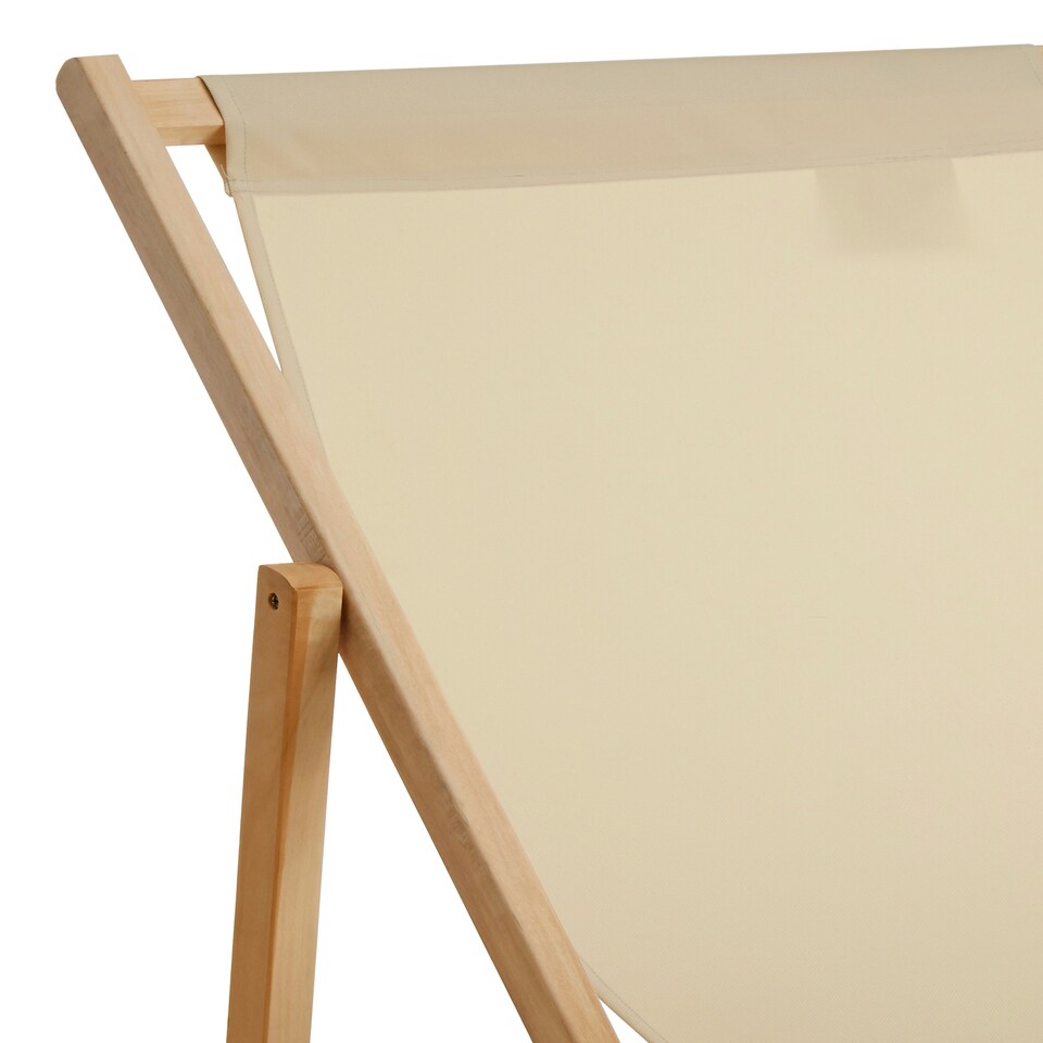 image 1 of Interiors by Premier Sling Design Cream Deck Chair, Stylish Design Lawn Chair, Ethically Sourced Deck Chair, Garden Chair