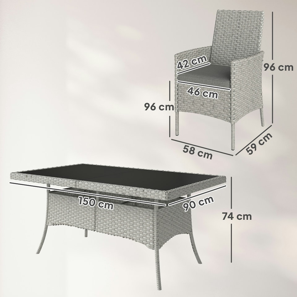image 1 of Outsunny 6 Seater Rattan Garden Furniture Set with Cushions