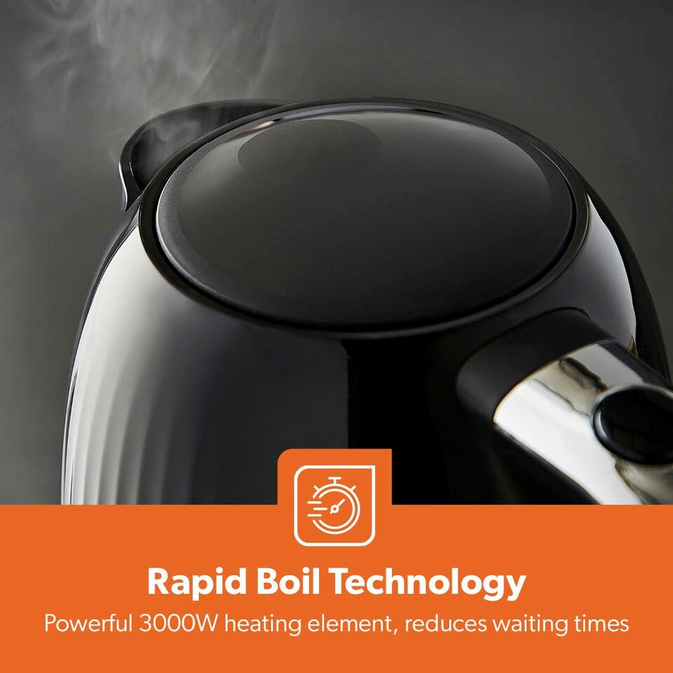 image 1 of GEEPAS 1.7L Electric Kettle 3000W 360° Rotational Base Cordless Jug Kettle|Black|Fluted