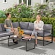 image 9 of Outsunny 3 Piece L Shaped Garden Furniture Set with Cushions, Garden Corner Sofa Set with 3-Seater Sofa, Loveseat and Tempered Glass Top Table for Outdoor, Grey