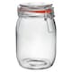 image 4 of Argon Tableware 3x Glass Storage Jars - 1 Litre - Orange Seal - Clip Top Storage Jar Kitchen Jair Preserving Jar Kitchen Storage Jar
