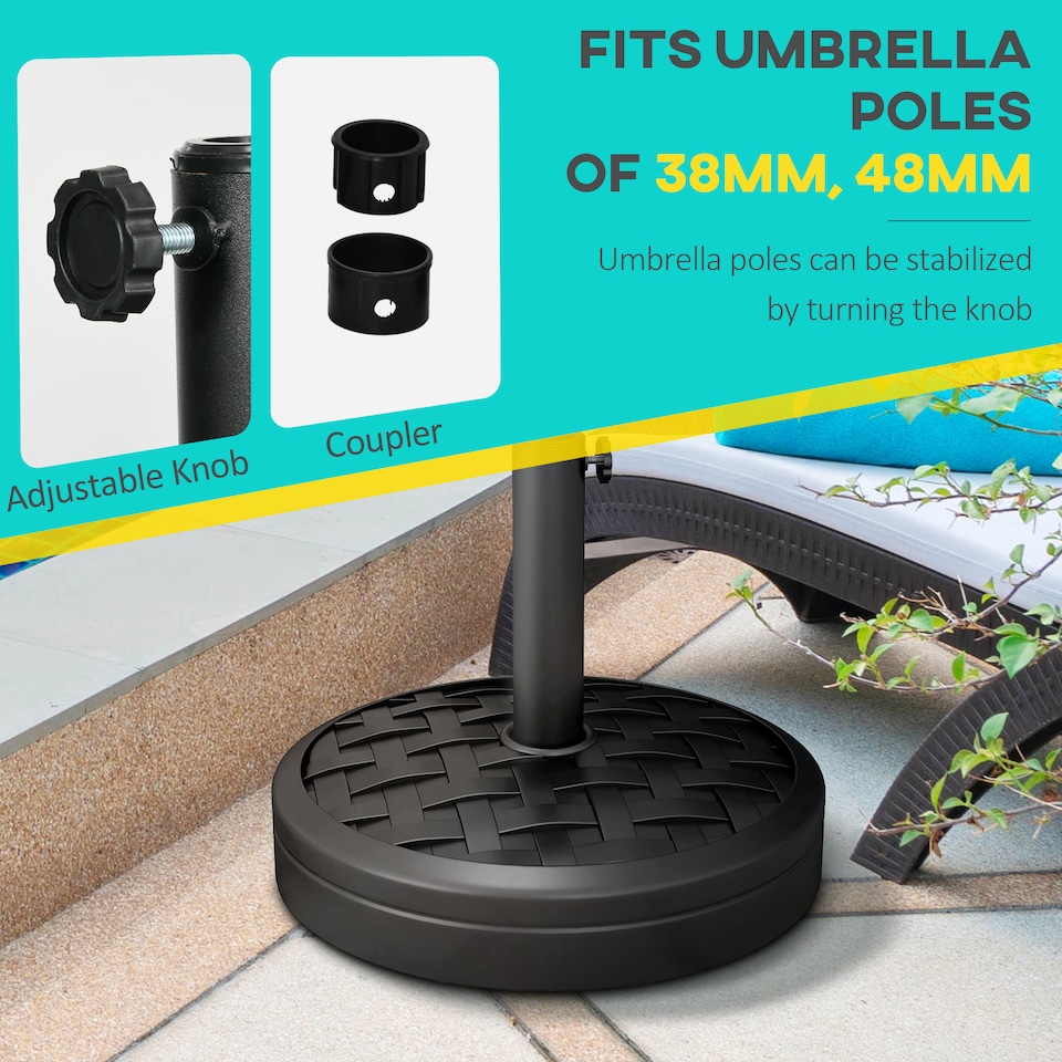 image 1 of Outsunny 18kg Concrete Parasol Base with Rattan Effect Heavy Duty Umbrella Stand | Black | Black