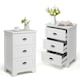 image 2 of COSTWAY Wood 3-Drawer Nightstand Accent End Table White | White