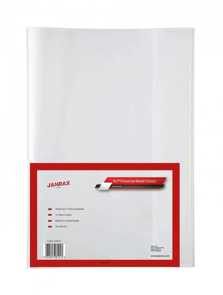 image 1 of Pack of 100 9x7 Inch Clear Exercise Book Covers by Janrax