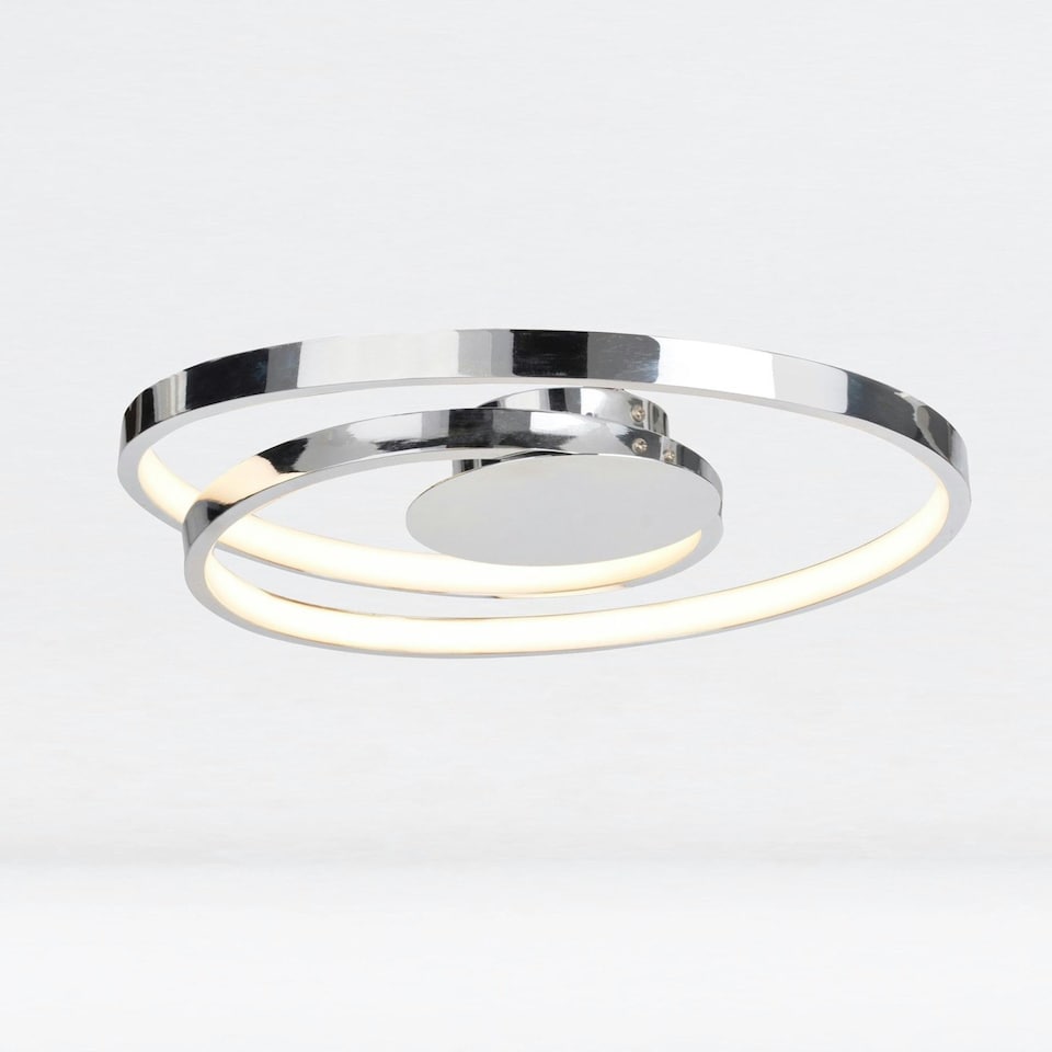 image 1 of First Choice Lighting Polished Chrome LED Swirl Flush Fitting Chrome