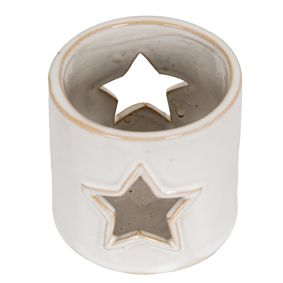 image 1 of Star Cut-Out Tealight Holder - Ceramic - L8 x W8 x H8 cm - White