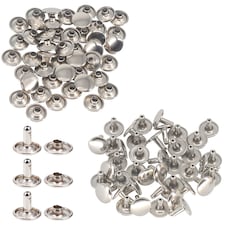 5mm Silver Double Cap Brass Rivets Metal Studs ,DIY Projects - 100Pcs