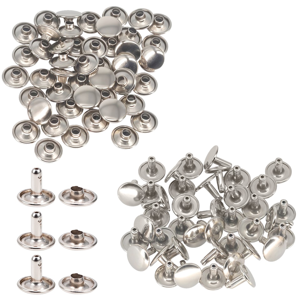 image 1 of 5mm Silver Double Cap Brass Rivets Metal Studs ,DIY Projects - 100Pcs