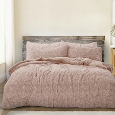 Velosso Teddy Marl Fluffy and Warm Fleece Duvet Cover Set Pink | Blush | Single