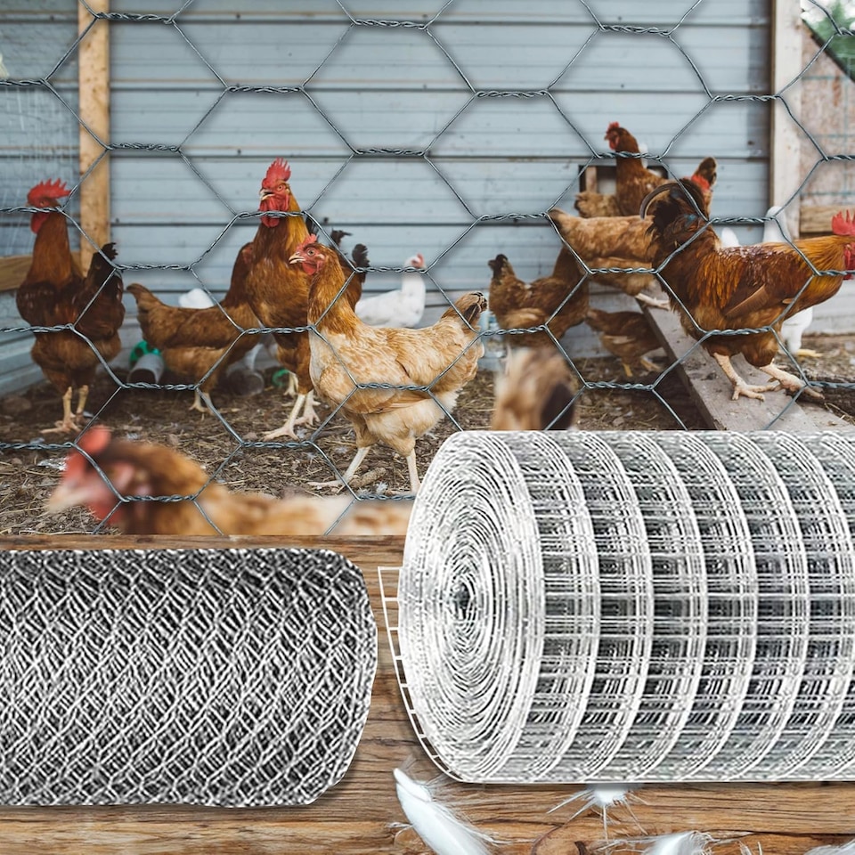 image 1 of Square Mesh Galvanised Garden Wire 600mm X 5m Chicken Fencing Wire Diy