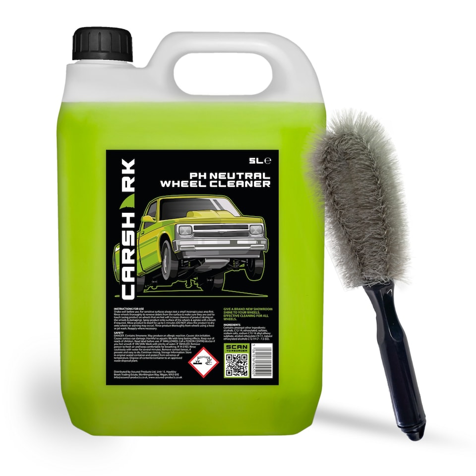 image 1 of CARSHARK pH Neutral Wheel Cleaner 5L + Black Wheel Brush - Effective Cleaning for All Wheels