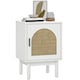 image 1 of HOMCOM Boho Bedside Table with Rattan Door and Adjustable Shelf, White White | Natural Rattan