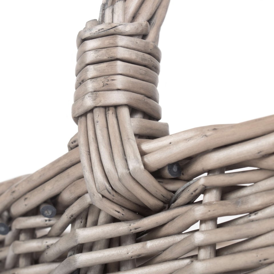 image 1 of Small Unlined Antique Wash Wicker Bathroom Shopping Basket | Grey | Grey | S