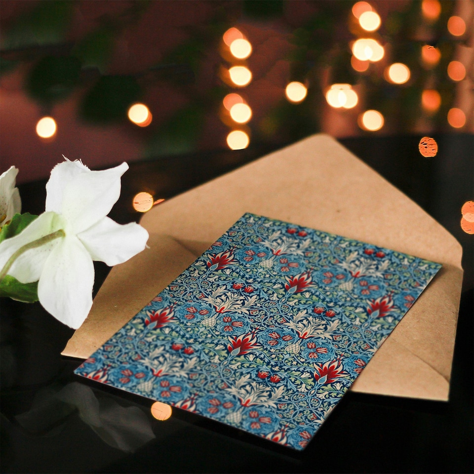 image 1 of William Morris Art Card Snakeshead Flower Pattern