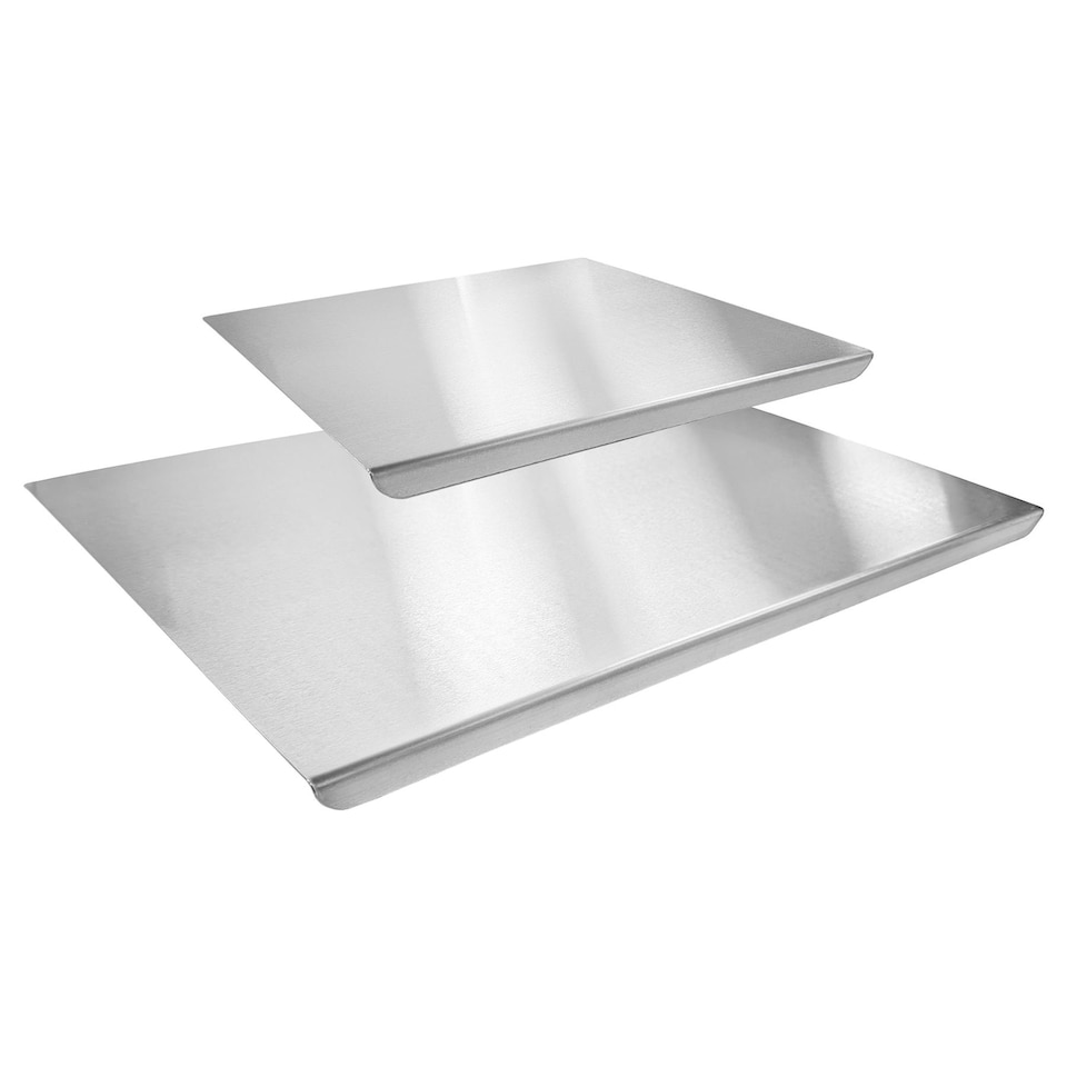 image 1 of Argon Tableware 2pc Counter Edge Chopping Board Set - Stainless Steel Non-Slip Kitchen Worktop Saver Food Cutting Protector | Silver | Silver | 40 x 30 x 2 CM | 60 x 40 x 2 CM | 2