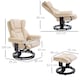 image 3 of HOMCOM 360 Swivel Recliner Chair with Footstool, PU Leather Manual Recliner Armchair with Footstool, Solid Wood Base, Upholstered Reclining Chair for Living Room, Bedroom, Office, Cream