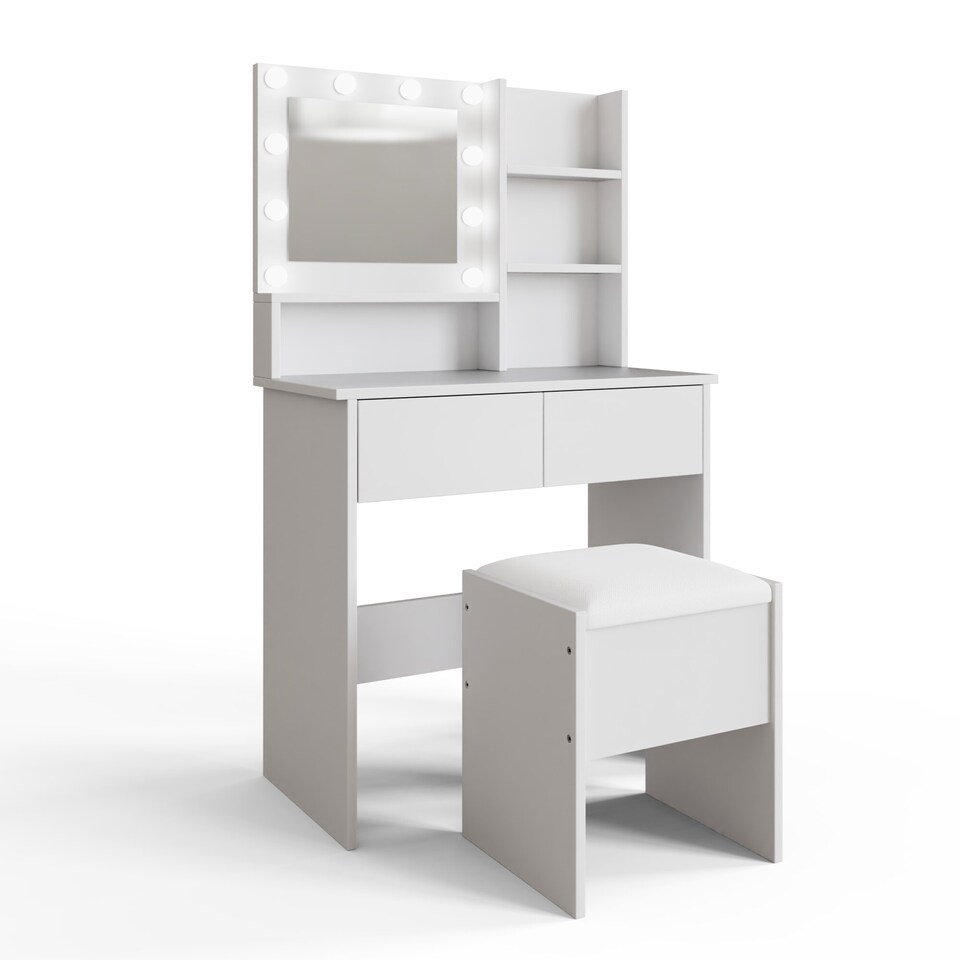 image 1 of Eva LED Dressing Table Set | White | White