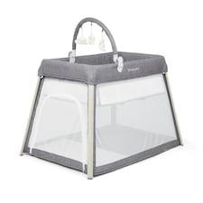 Scout 3-in-1 Travel Cot & Playpen - 6 Months to 2 Years, Portable, Convertible, Lightweight, Easy Set-Up, Compact Fold, Sensory Toys & Breathable Mesh (Grey)