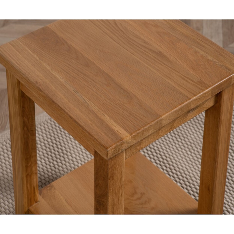 image 1 of Oslo Solid Oak Lamp Table for Living Room | Brown | Light Oak