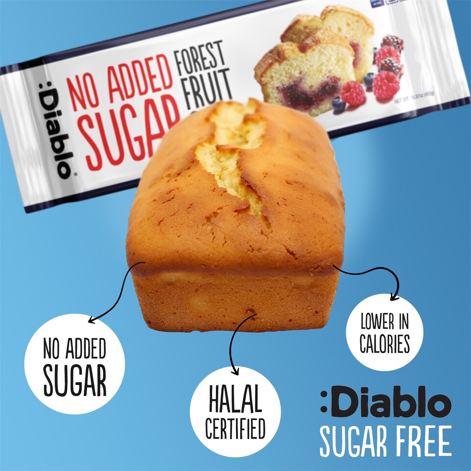 image 1 of Diablo No Added Sugar Forest Fruit Cake 450g 3 Pack