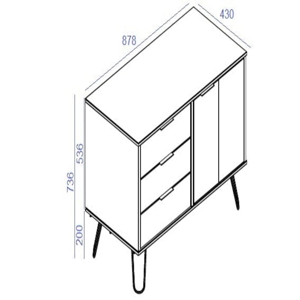 image 1 of Core Products Augusta Industrial Pine Sideboard 1 Door, 3 Drawers H73.6cm x W90.0cm x D43.0cm Brown
