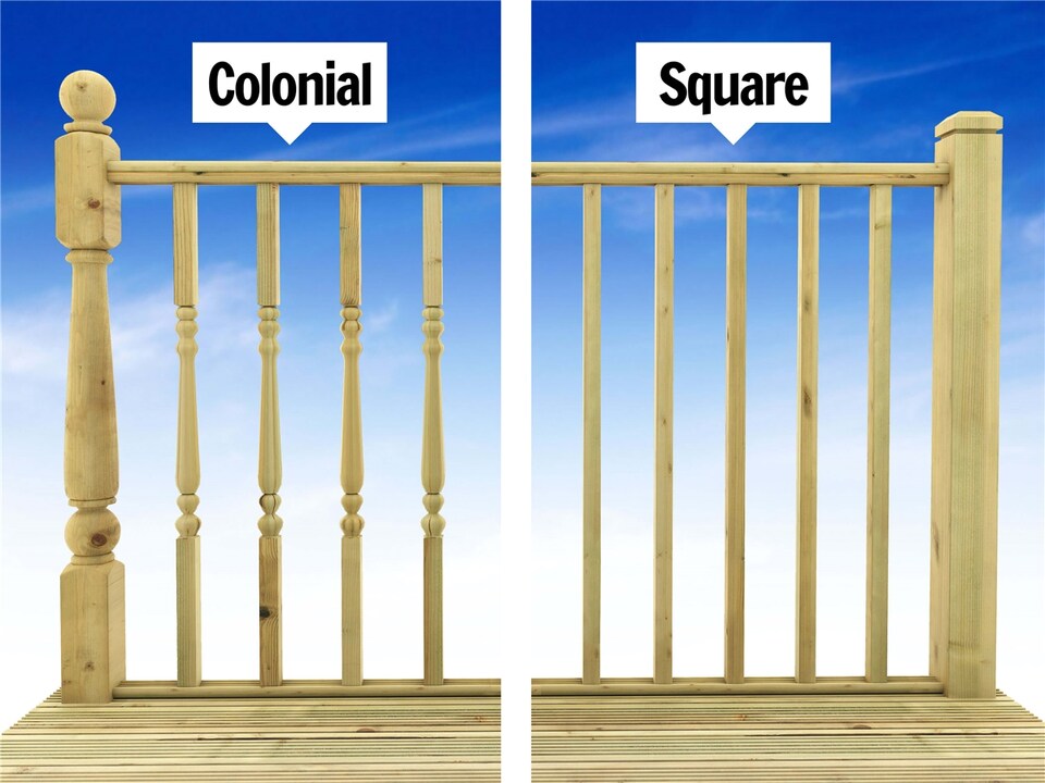 image 1 of eDecks Standard Redwood Decking Kit, 145mm, 3.6 x 3.6m - Square Handrails