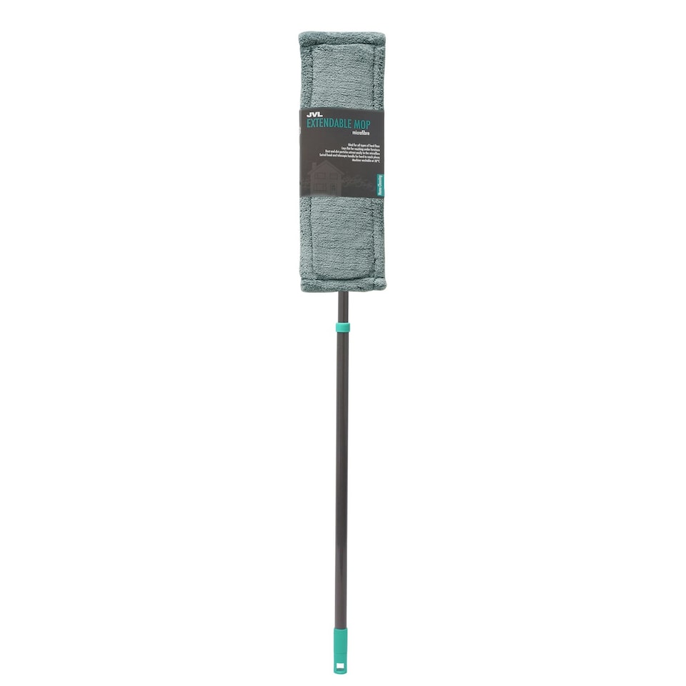 image 1 of JVL Super-Absorbent Microfibre Extendable Flat Floor Mop, Grey