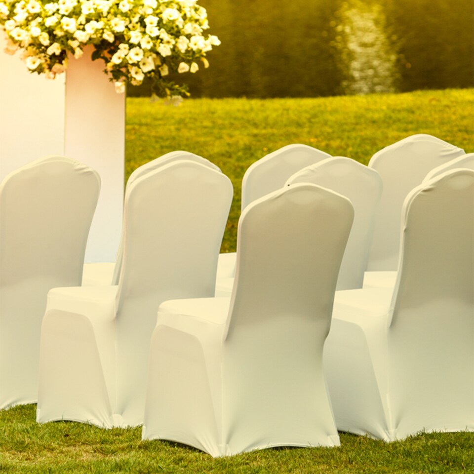 image 1 of Chair Cover Spandex Polyester Stretch, Flat Dining Slipcovers - 10pcs