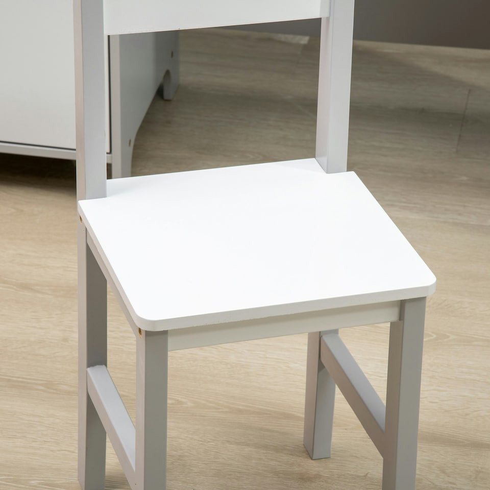 image 1 of HOMCOM Kids Table and Chair Set 2 PCs Table and Chair Set w/ Whiteboard Grey