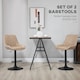 image 4 of HOMCOM Breakfast Bar Stools Set of 2 with 51x40cm Wide Seat, Height Adjustable Kitchen Counter Chairs, Retro Swivel Upholstered Barstools with Back, Footrest and Steel Base, Light Khaki