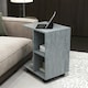 image 6 of C-Shape End Table Unique Storage Unit w/ 2 Shelves 4 Wheels Home Office Grey