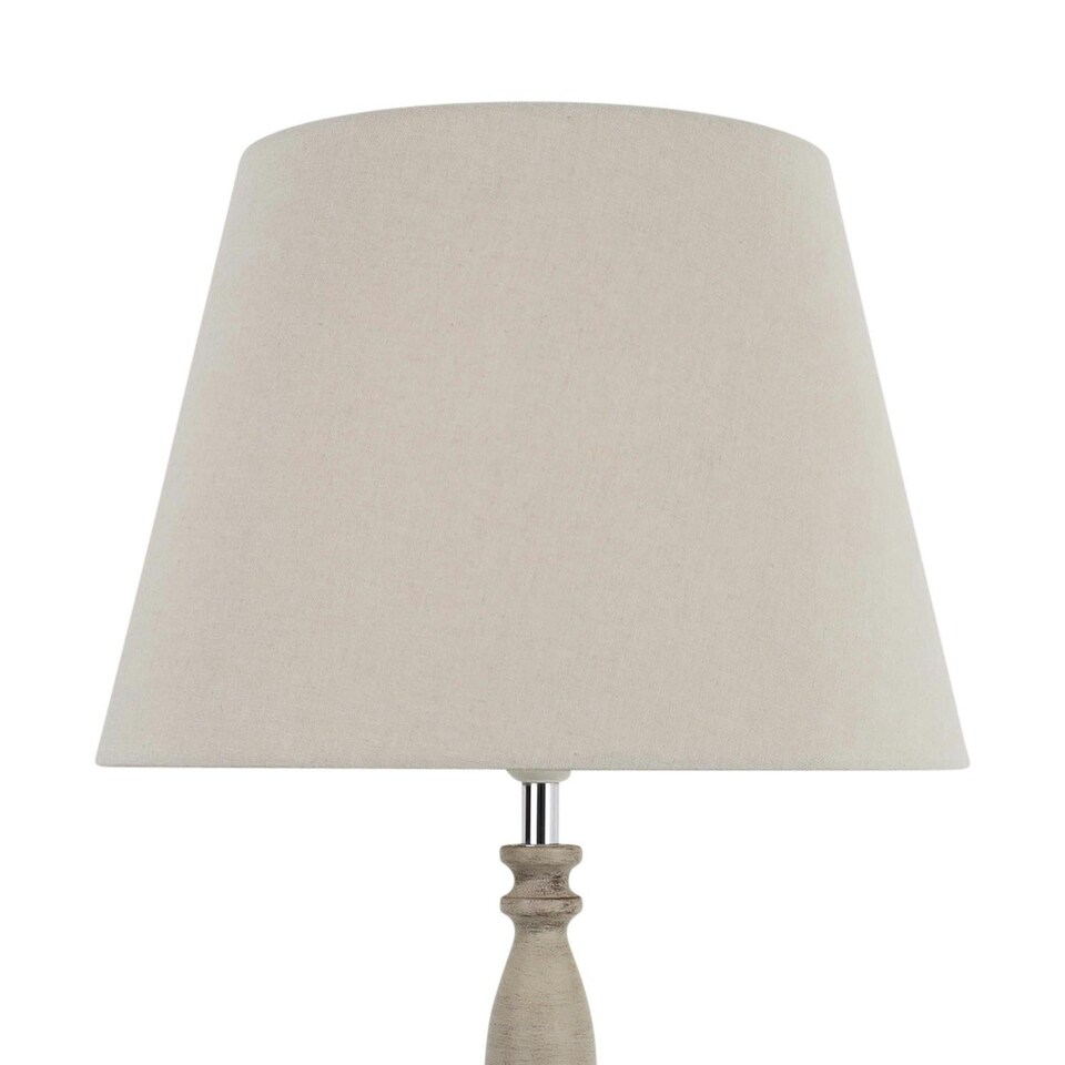 image 1 of Grey Wash Wood Effect 59cm Table Lamp with And Grey Cotton Shade Grey | Grey