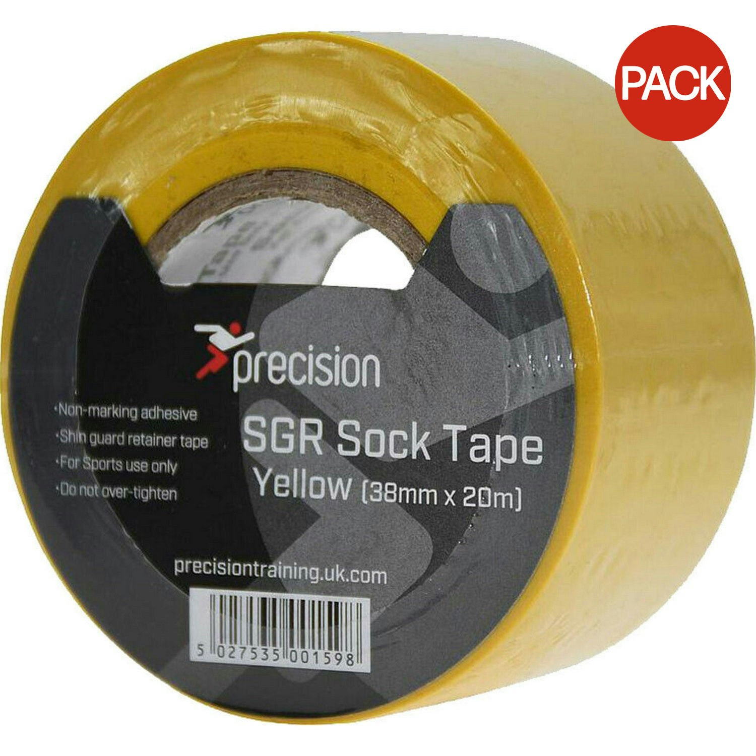 Precision Unisex Adult 38mm SGR Sock Tape (Pack Of 5) - Yellow - 20m x 38mm