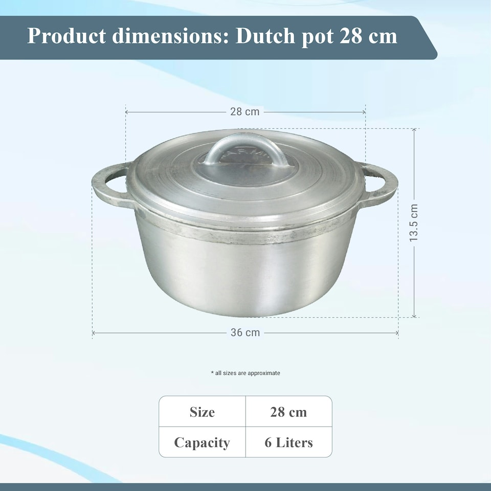 image 1 of Buckingham Grounded Aluminium Dutch Oven Pot Casserole Dish  28 cm / 6 Litre Silver