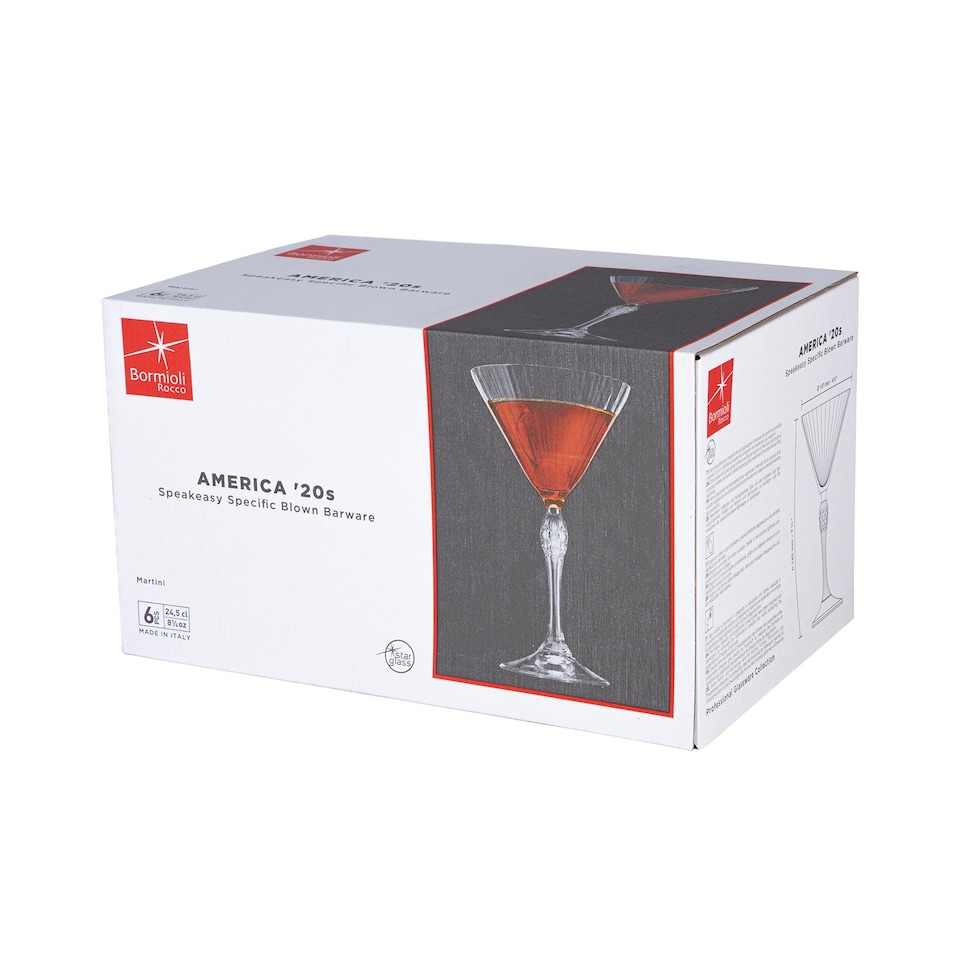 image 1 of Bormioli Rocco America '20s Martini Glasses - 250ml - Clear - Pack of 6