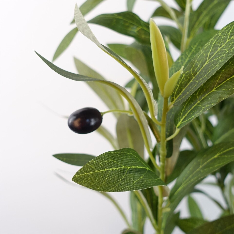image 1 of 120cm Artificial Natural Look Olive Tree with Wooden Trunk | Green | 4ft