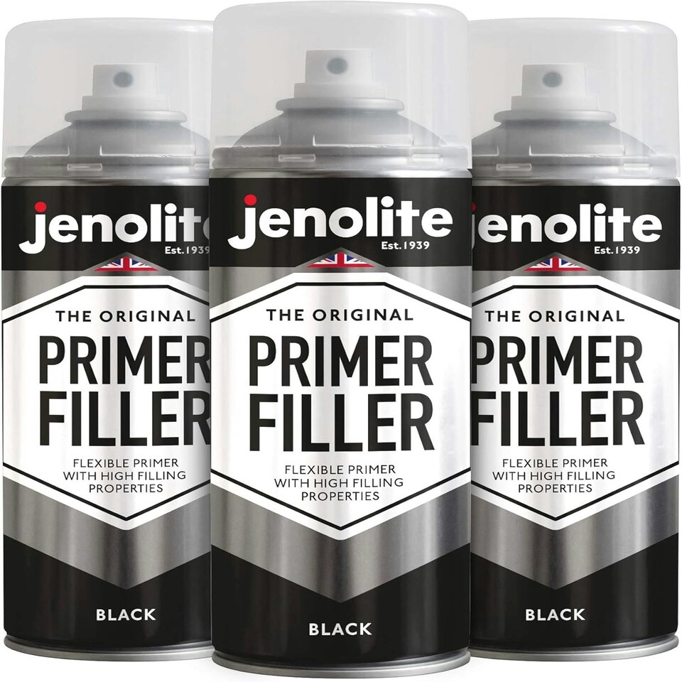 image 1 of Jenolite Primer Filler Paint - Black - 400ml Spray Can - 3-Pack