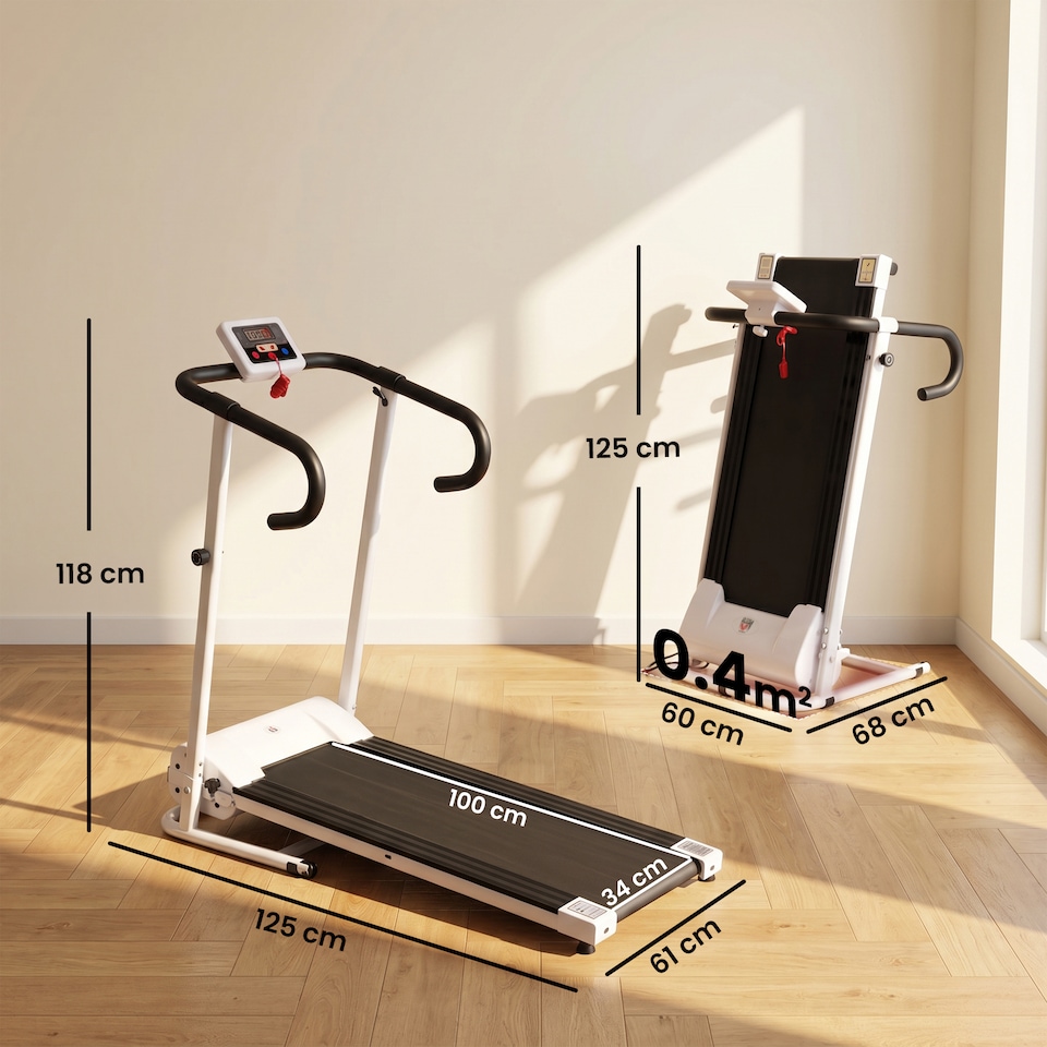 image 1 of HOMCOM 1-10Km/h Folding Treadmill Home Running Fitness Machine w/ Safety Stopper