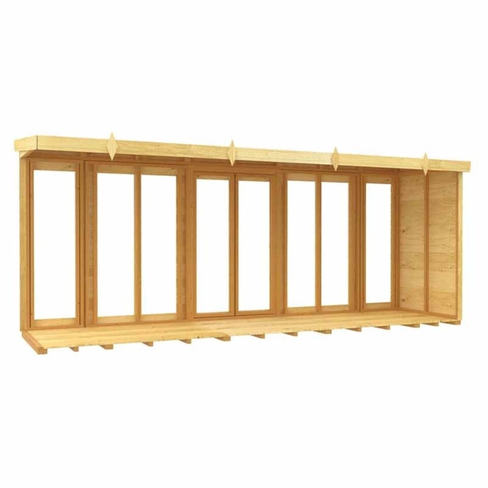 image 1 of 16ft x 4ft Pent Summer House (Full Height Window) - Wood - L118 x W474 x H201 cm | Brown