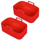 image 1 of SPARES2GO Rectangular Non-Stick Silicone Basket Drawer Liners for Air Fryer (Pack of 2, Red)