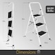 image 7 of Futura 3 Step Ladder White, Heavy-Duty Steel Folding Home DIY Step Stool with Wide Non-Slip Steps & Anti Slip Feet 150kg Capacity