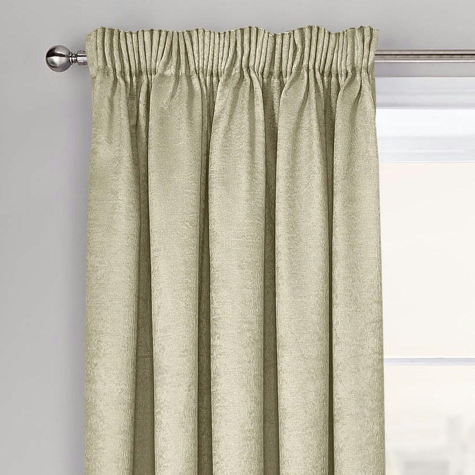 image 1 of Velosso Westwood Dimout Pencil Pleat Curtains - 117cm x 137cm Cream | Latte