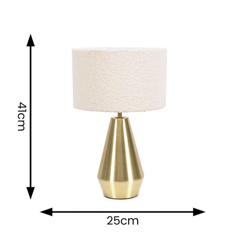 image 1 of ValueLights Jax Antique Brass Touch Table Lamp Cream Boucle Shade