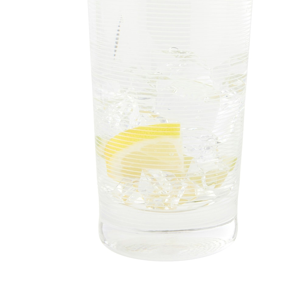 image 1 of Mikasa Highball Glass Set Clear Etched Crystal 550ml Set of 4